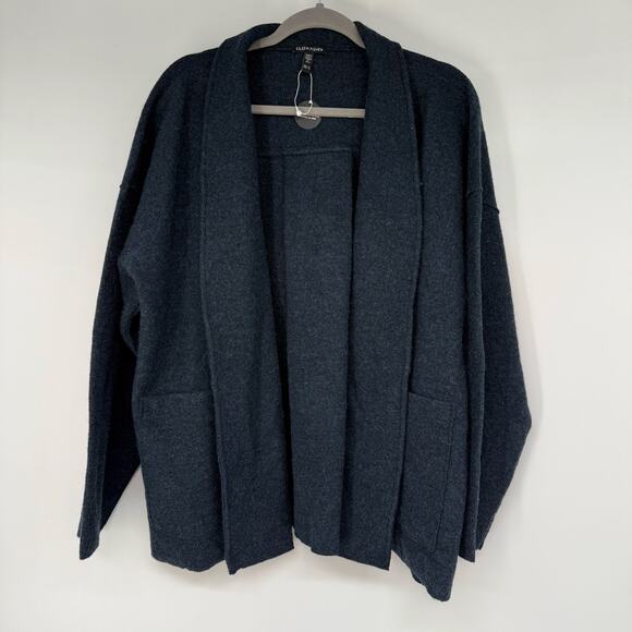 NWOT Eileen Fisher Lightweight Boiled Wool High Collar Jacket Size 1X Open Front - Picture 1 of 9